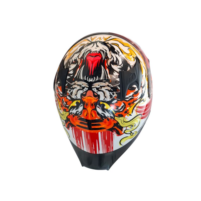 کلاه کاسکت فک ثابت برند AVA طرح Tiger